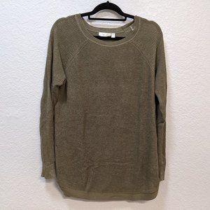 Rowca Textured Cotton Blend Pullover, L, Olive